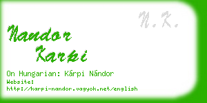 nandor karpi business card